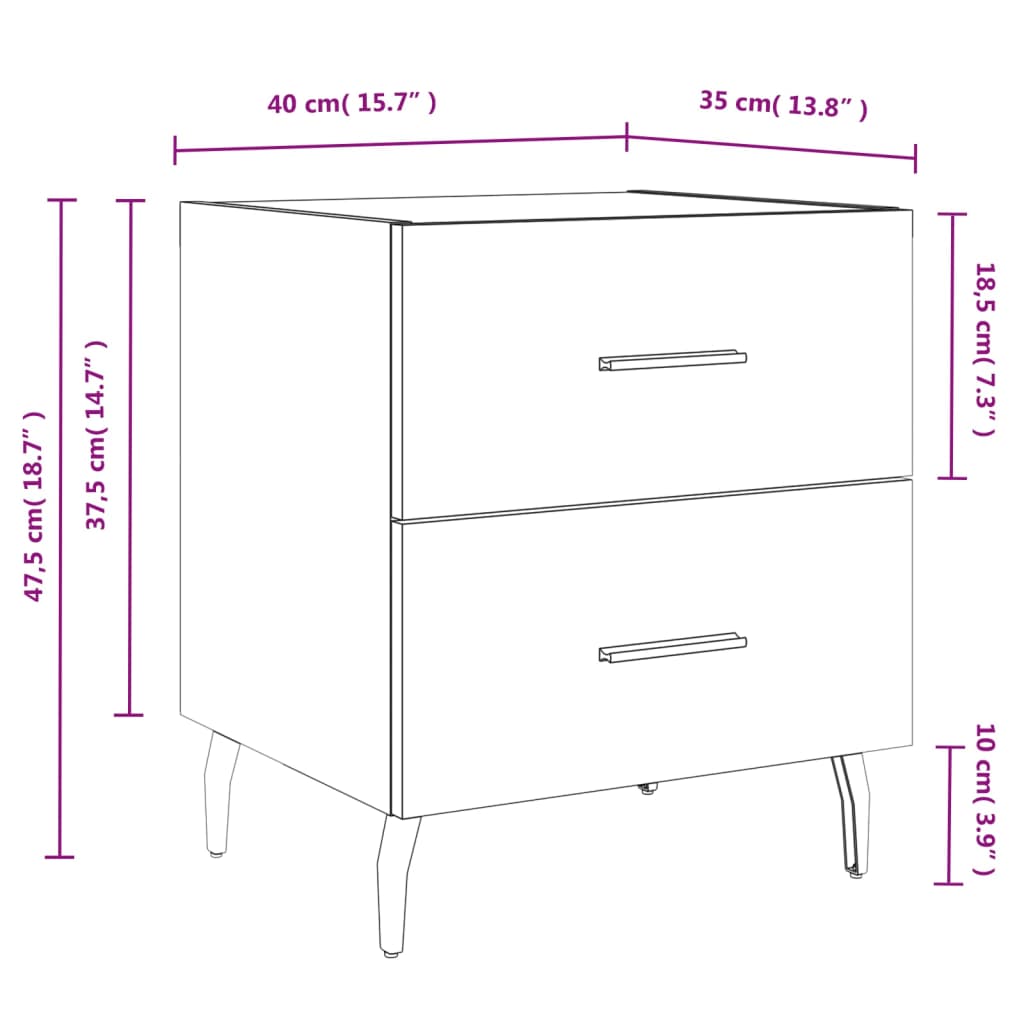 vidaXL Nachttisch Grau Sonoma 40x35x47,5 cm Holzwerkstoff