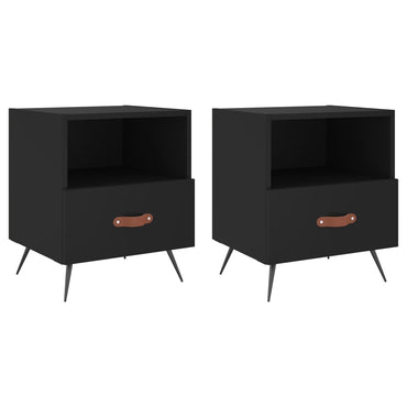 vidaXL Nachttische 2 Stk. Schwarz 40x35x47,5 cm Holzwerkstoff