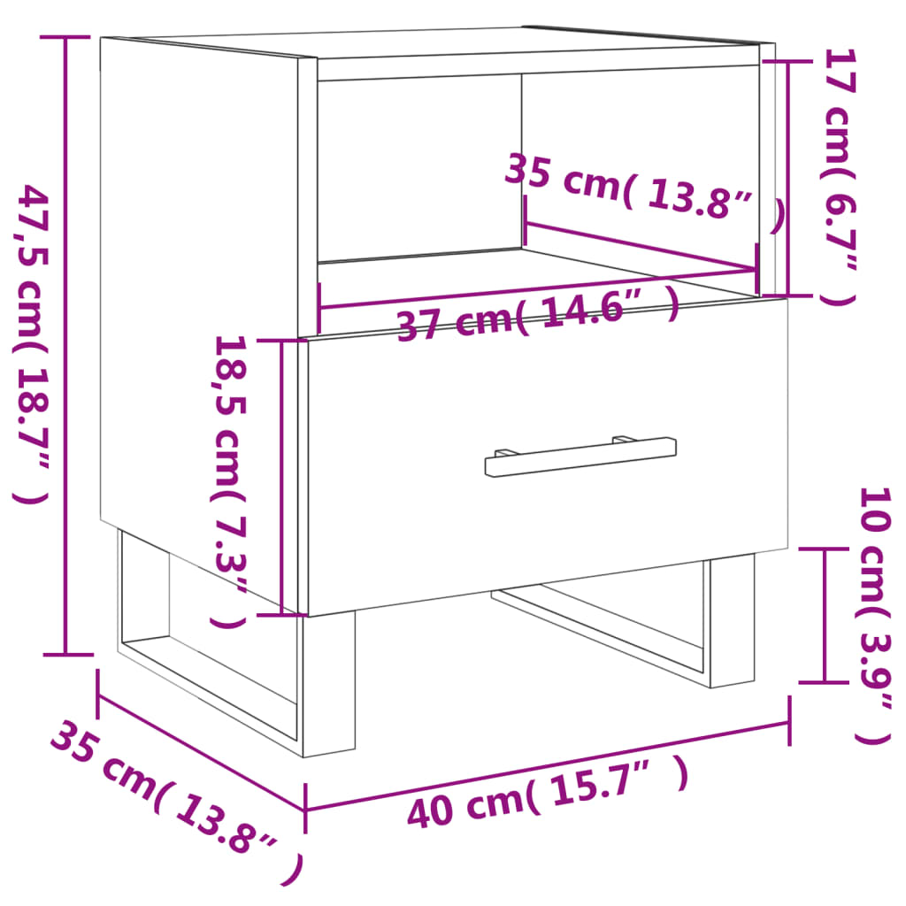 vidaXL Nachttisch Weiß 40x35x47,5 cm Holzwerkstoff
