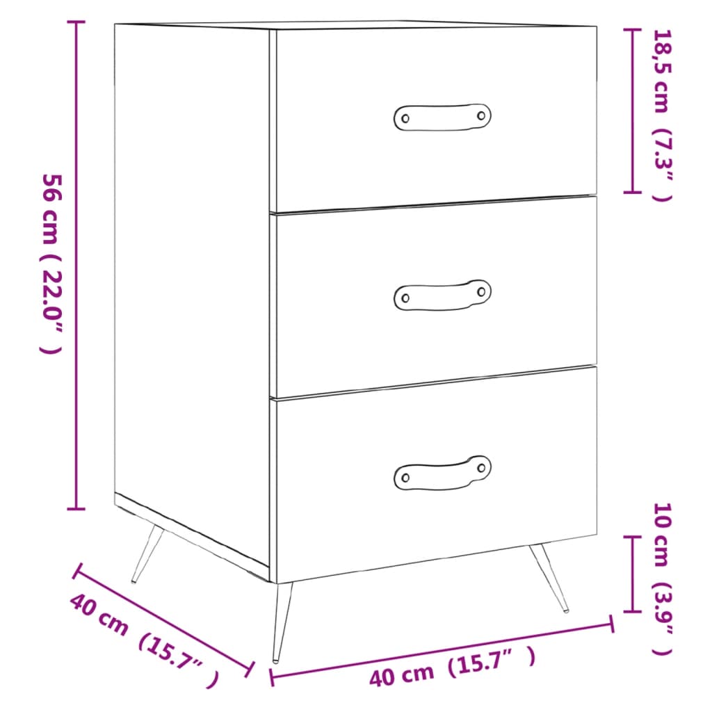 vidaXL Nachttisch Betongrau 40x40x66 cm Holzwerkstoff