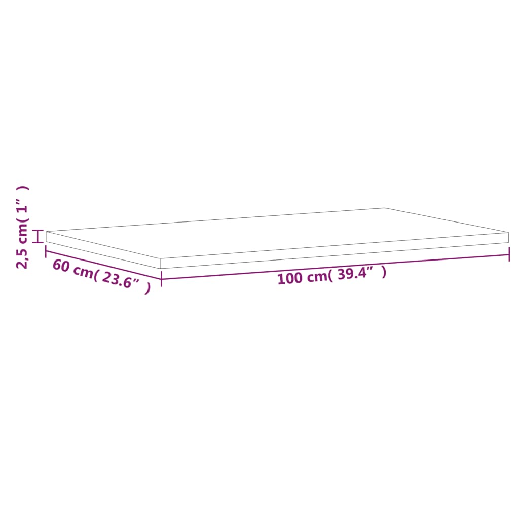 vidaXL Tischplatte 100x60x2,5 cm Rechteckig Massivholz Buche