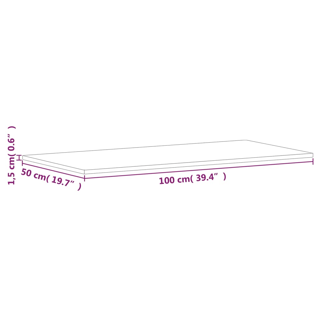 vidaXL Tischplatte 100x50x1,5 cm Rechteckig Massivholz Buche