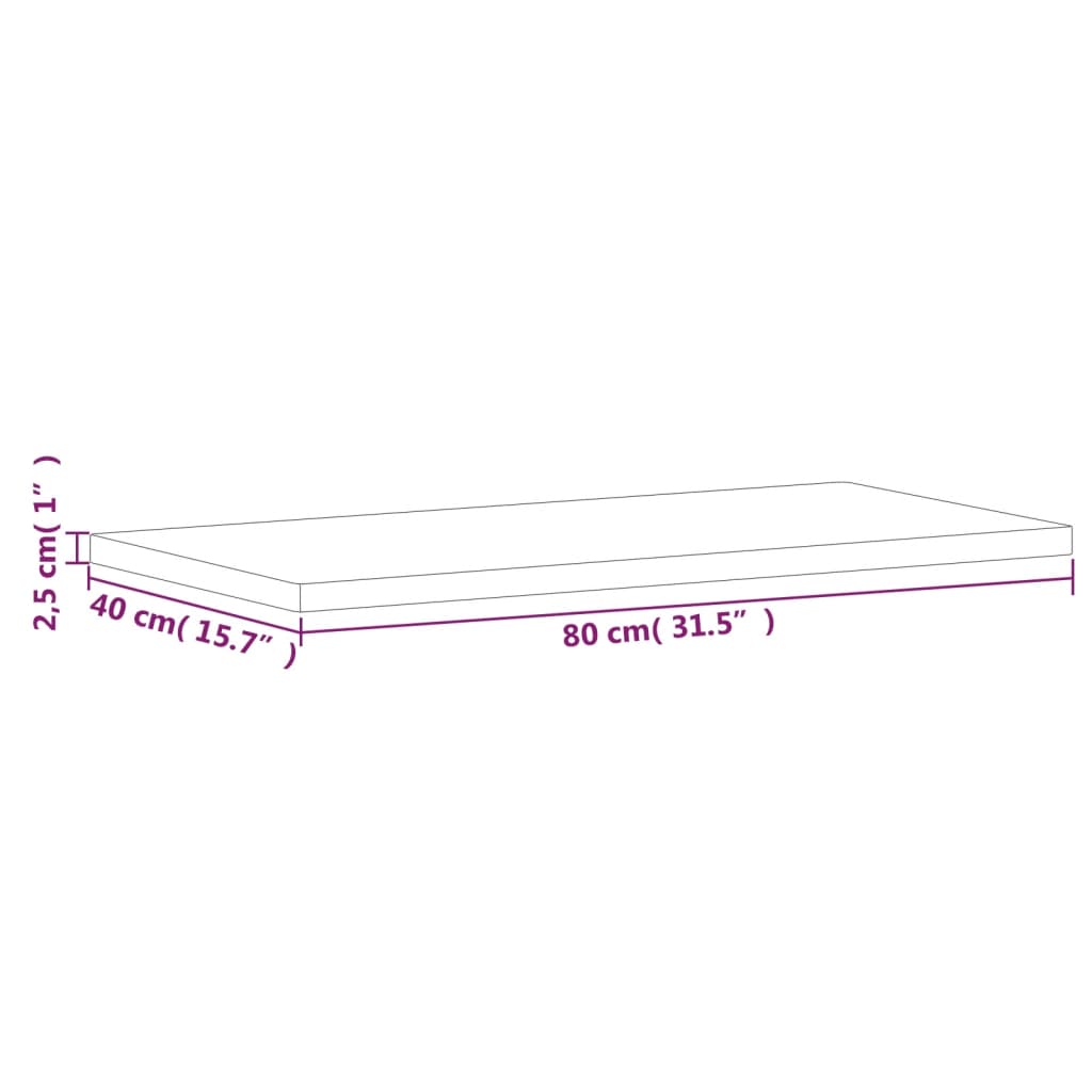 vidaXL Tischplatte 80x40x2,5 cm Rechteckig Massivholz Buche