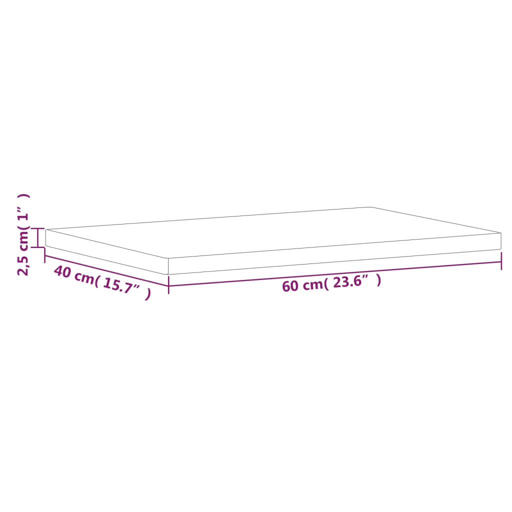 vidaXL Tischplatte 60x40x2,5 cm Rechteckig Massivholz Buche