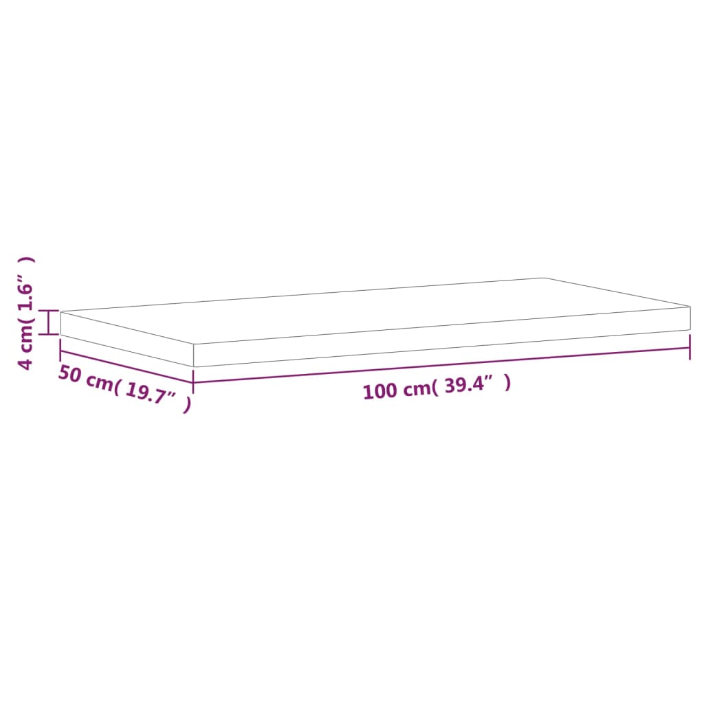 vidaXL Tischplatte 100x50x4 cm Rechteckig Massivholz Buche