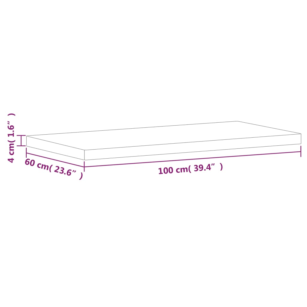 vidaXL Tischplatte 100x60x4 cm Rechteckig Massivholz Buche