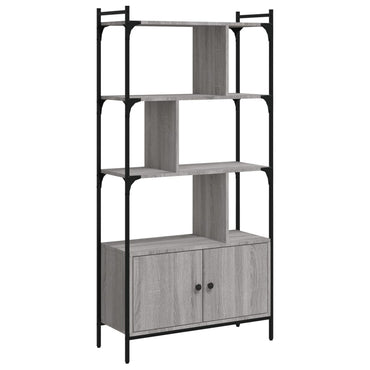 vidaXL Bücherregal mit Türen Grau Sonoma 76,5x30x154,5cm Holzwerkstoff
