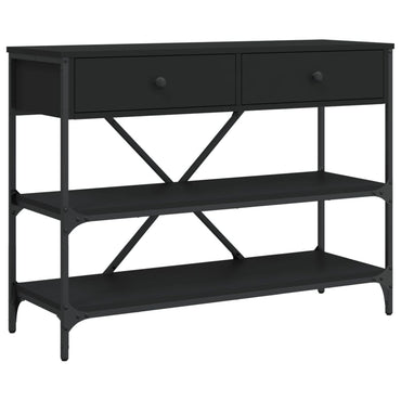 vidaXL Console avec tiroirs et étagères Noir Bois d'ingénierie
