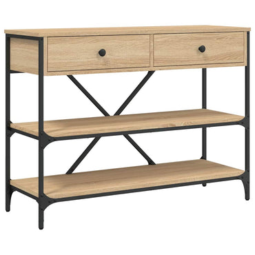 vidaXL Table console avec tiroirs et étagères Chêne Sonoma