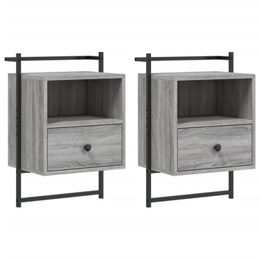 vidaXL Wand-Nachttische 2 Stk. Grau Sonoma 40x30x61 cm Holzwerkstoff