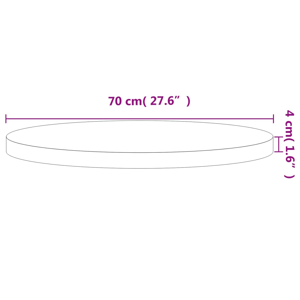 vidaXL Tischplatte Ø70x4 cm Rund Massivholz Buche