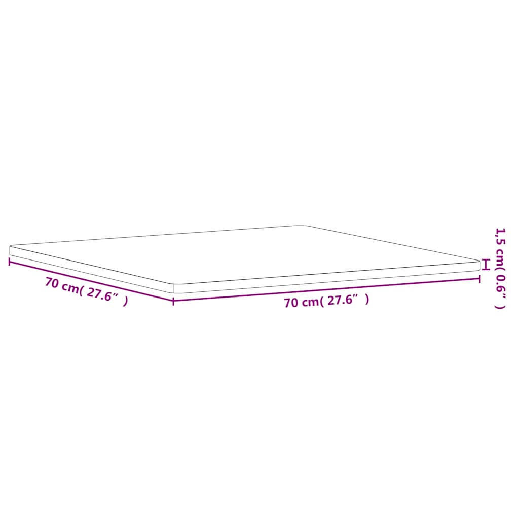 vidaXL Tischplatte 70x70x1,5 cm Quadratisch Massivholz Buche
