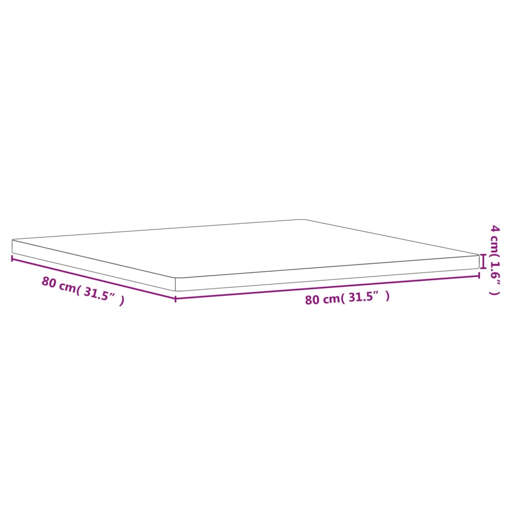 vidaXL Tischplatte 80x80x4 cm Quadratisch Massivholz Buche