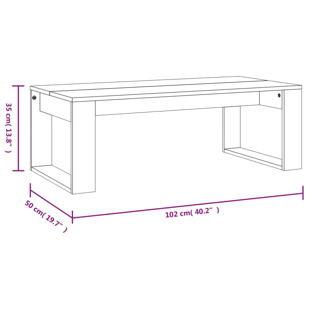 vidaXL Table basse gris béton 102x50x35 cm Aggloméré