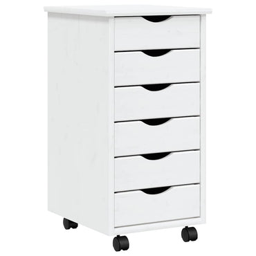 vidaXL Rollschrank mit Schubladen MOSS Weiß Massivholz Kiefer