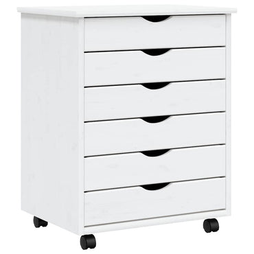 vidaXL Commode roulante à tiroirs MOSS Blanc Pin massif