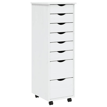 vidaXL Commode roulante à tiroirs MOSS Blanc Pin massif