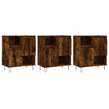vidaXL Sideboards 3 Stk. Räuchereiche Holzwerkstoff