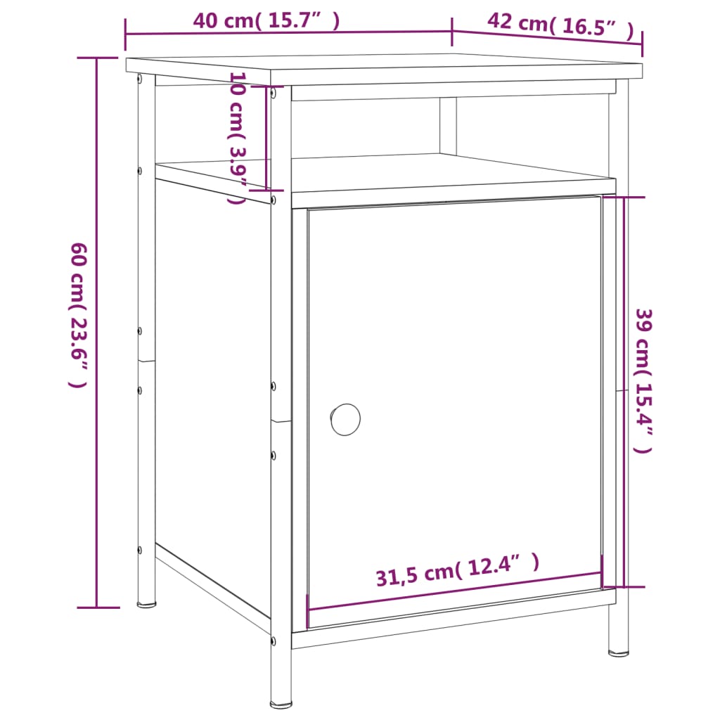 vidaXL Nachttisch Grau Sonoma 40x42x60 cm Holzwerkstoff