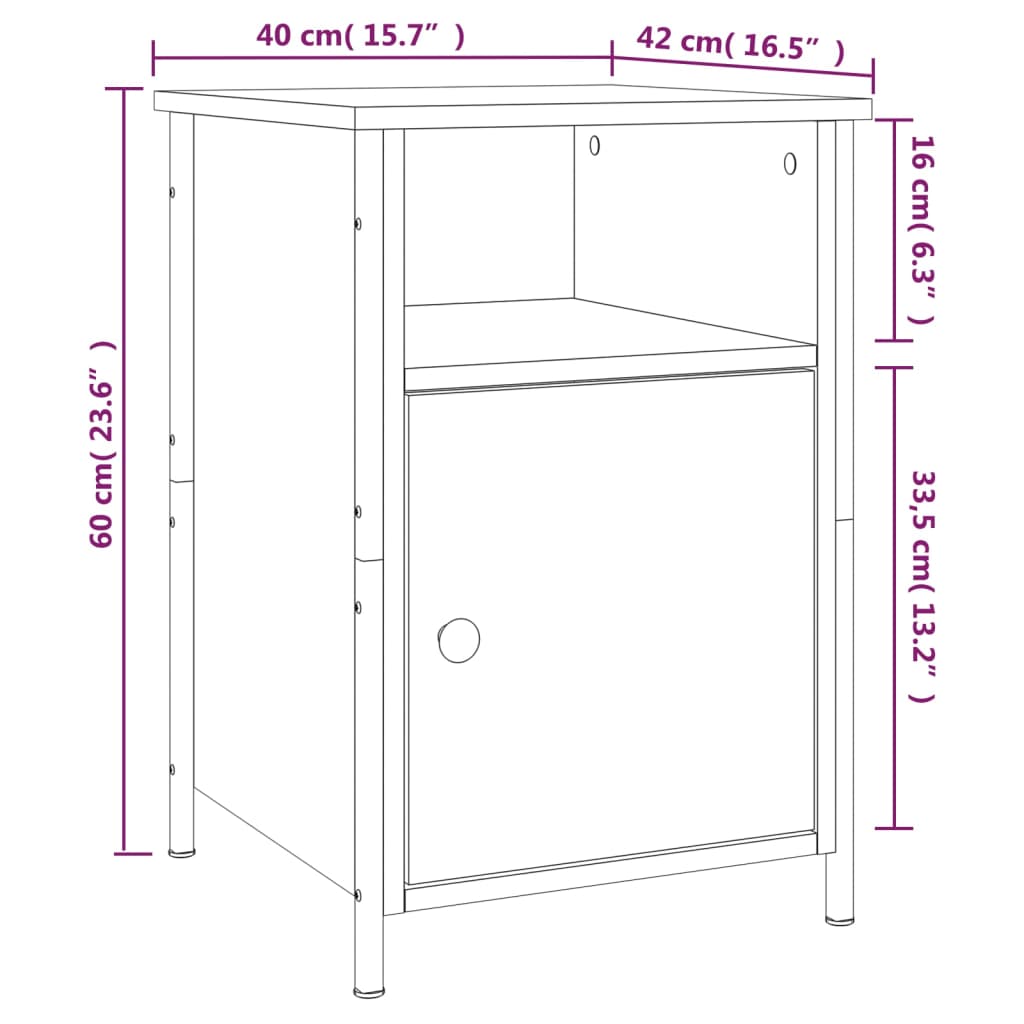 vidaXL Nachttisch Schwarz 40x42x60 cm Holzwerkstoff