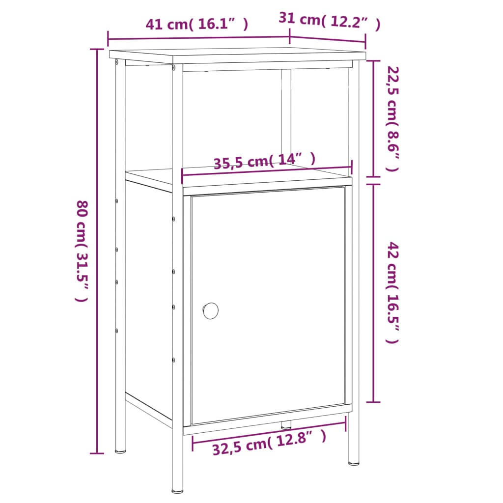 vidaXL Nachttisch Schwarz 41x31x80 cm Holzwerkstoff