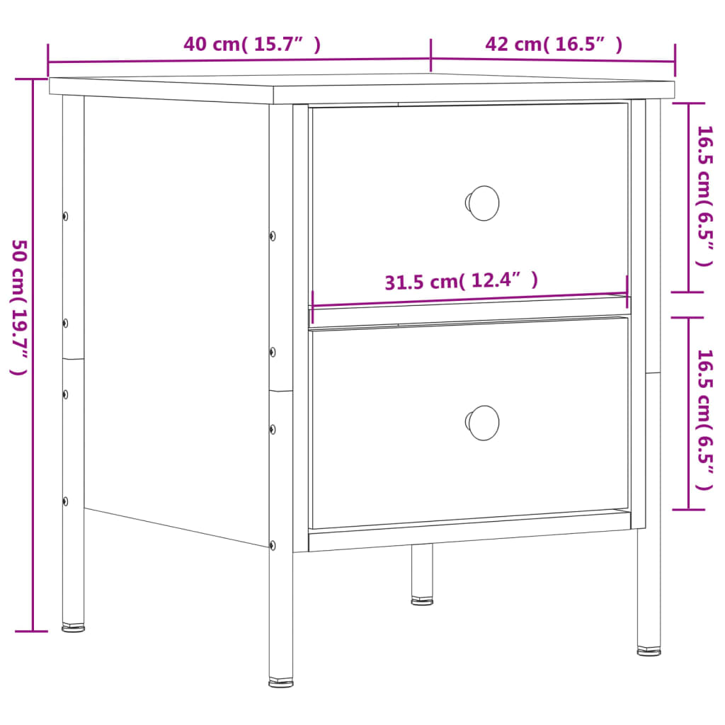 vidaXL Nachttische 2 Stk. Schwarz 40x42x50 cm Holzwerkstoff