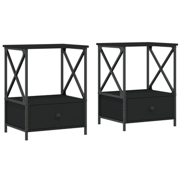 vidaXL Tables de chevet 2 pcs Noir 50x41x65 cm Bois d'ingénierie