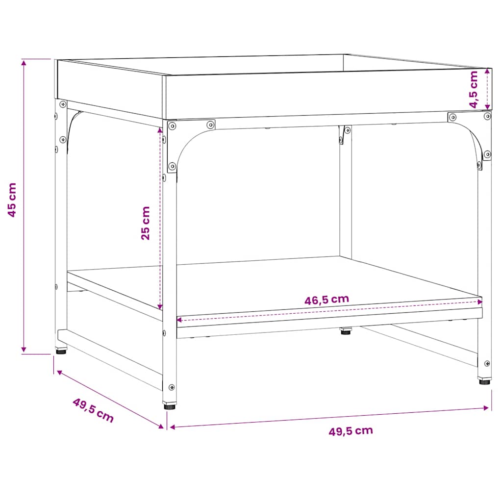 vidaXL Couchtisch Räuchereiche 49,5x49,5x45 cm Holzwerkstoff