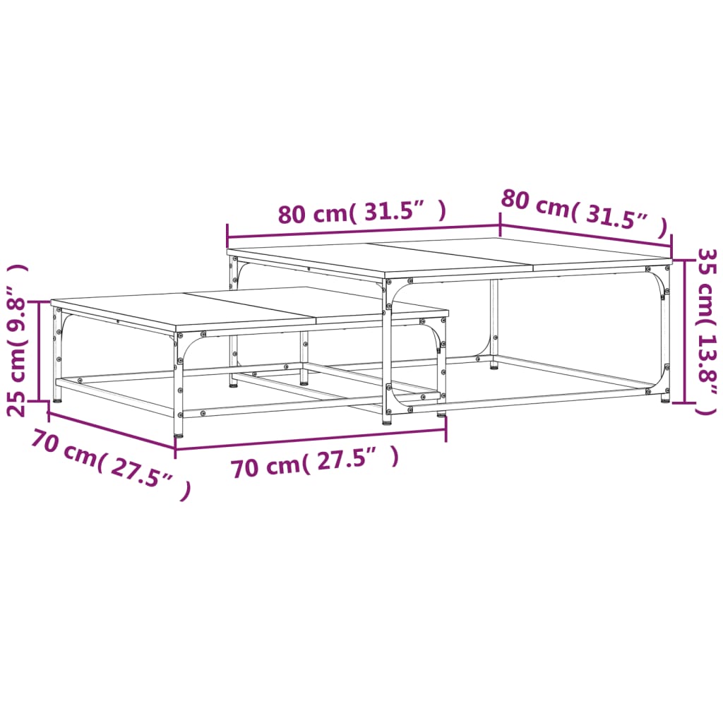 vidaXL Tables gigognes 2 pcs Aspect Chêne Marron Bois d'ingénierie