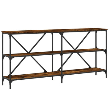vidaXL Table console chêne fumé 160x30x75 cm en bois d'ingénierie et fer