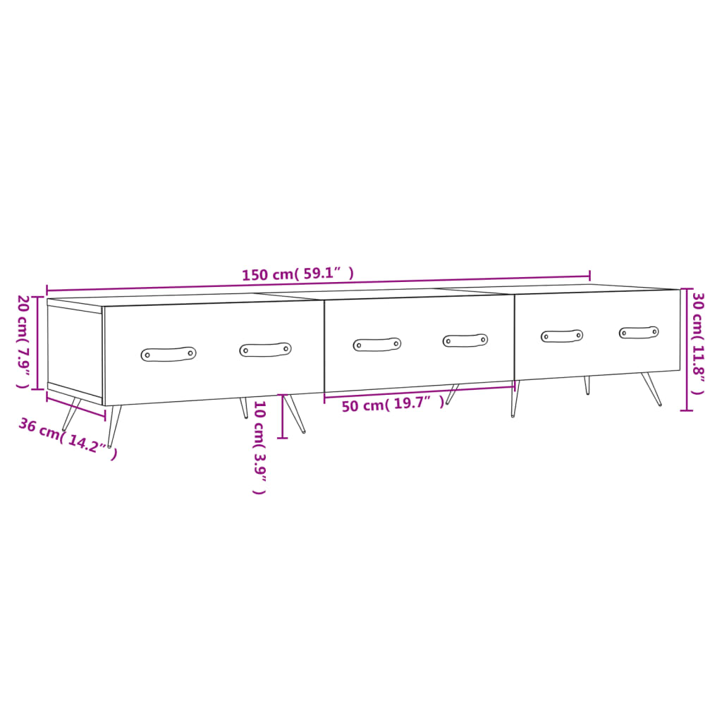 vidaXL TV-Schrank Schwarz 150x36x30 cm Holzwerkstoff