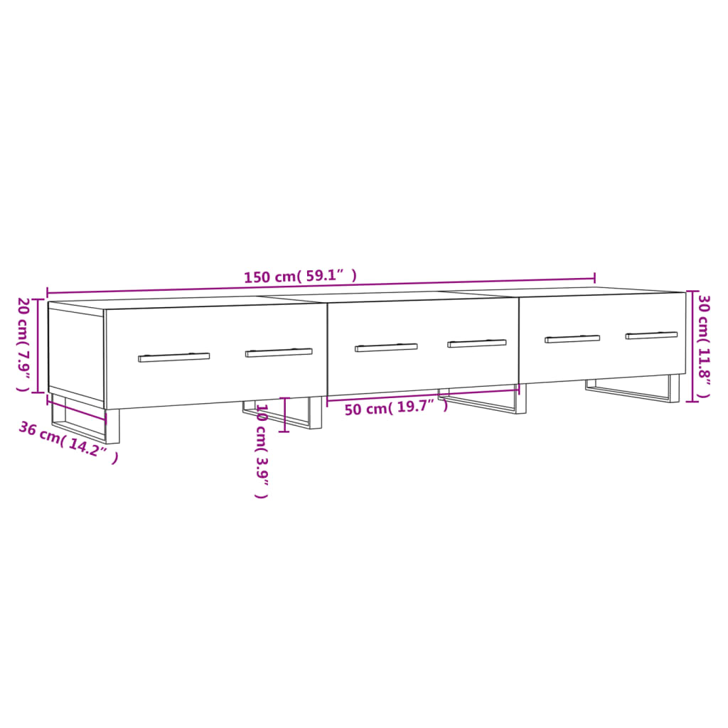 vidaXL TV-Schrank Hochglanz-Weiß 150x36x30 cm Holzwerkstoff