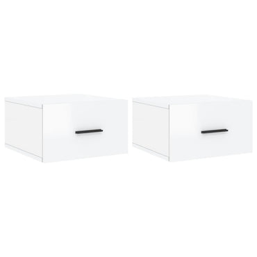 vidaXL Tables de chevet murales 2 pcs Blanc brillant 35x35x20 cm