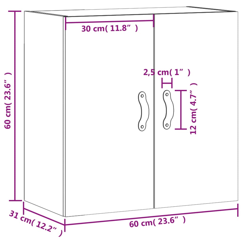 vidaXL Meuble haut mural gris Sonoma 60x31x60 cm en bois d'ingénierie