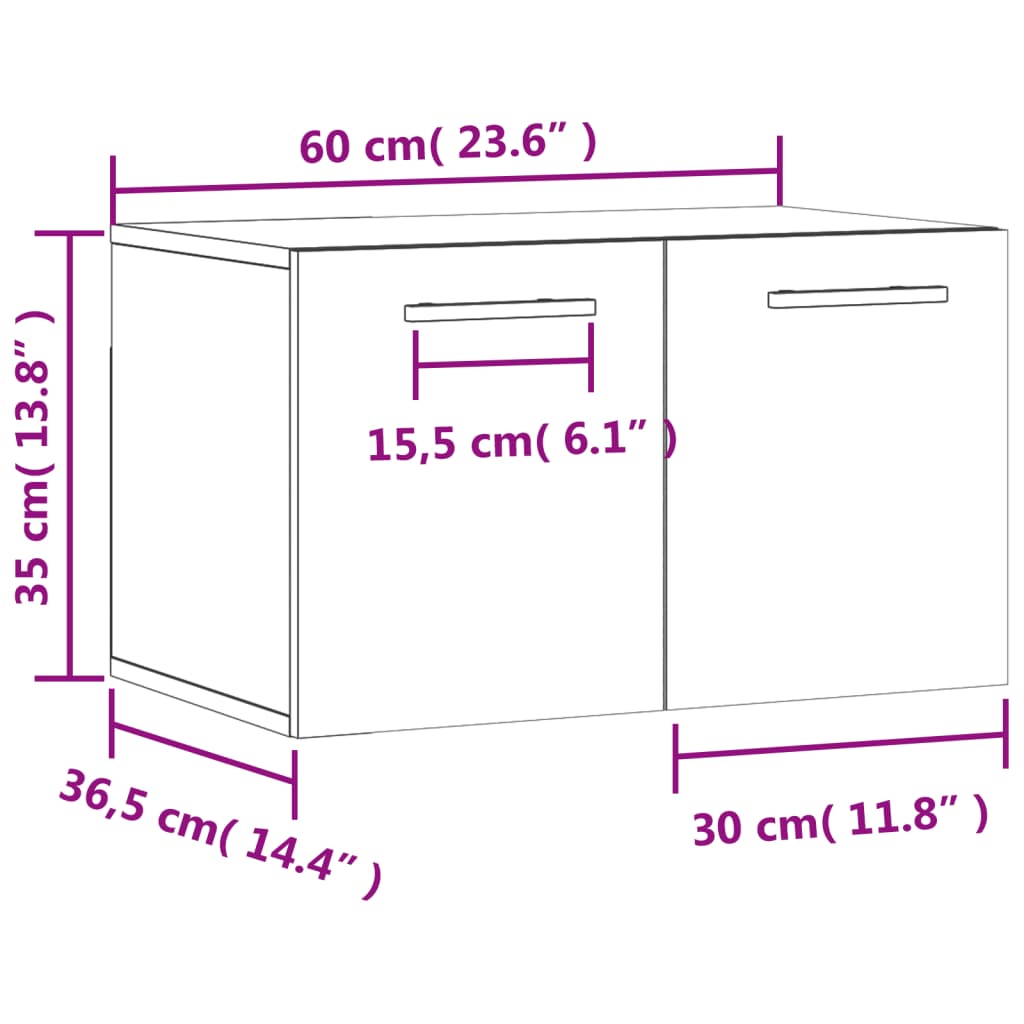 vidaXL Armoire murale marron aspect chêne 60x36,5x35cm en bois d'ingénierie