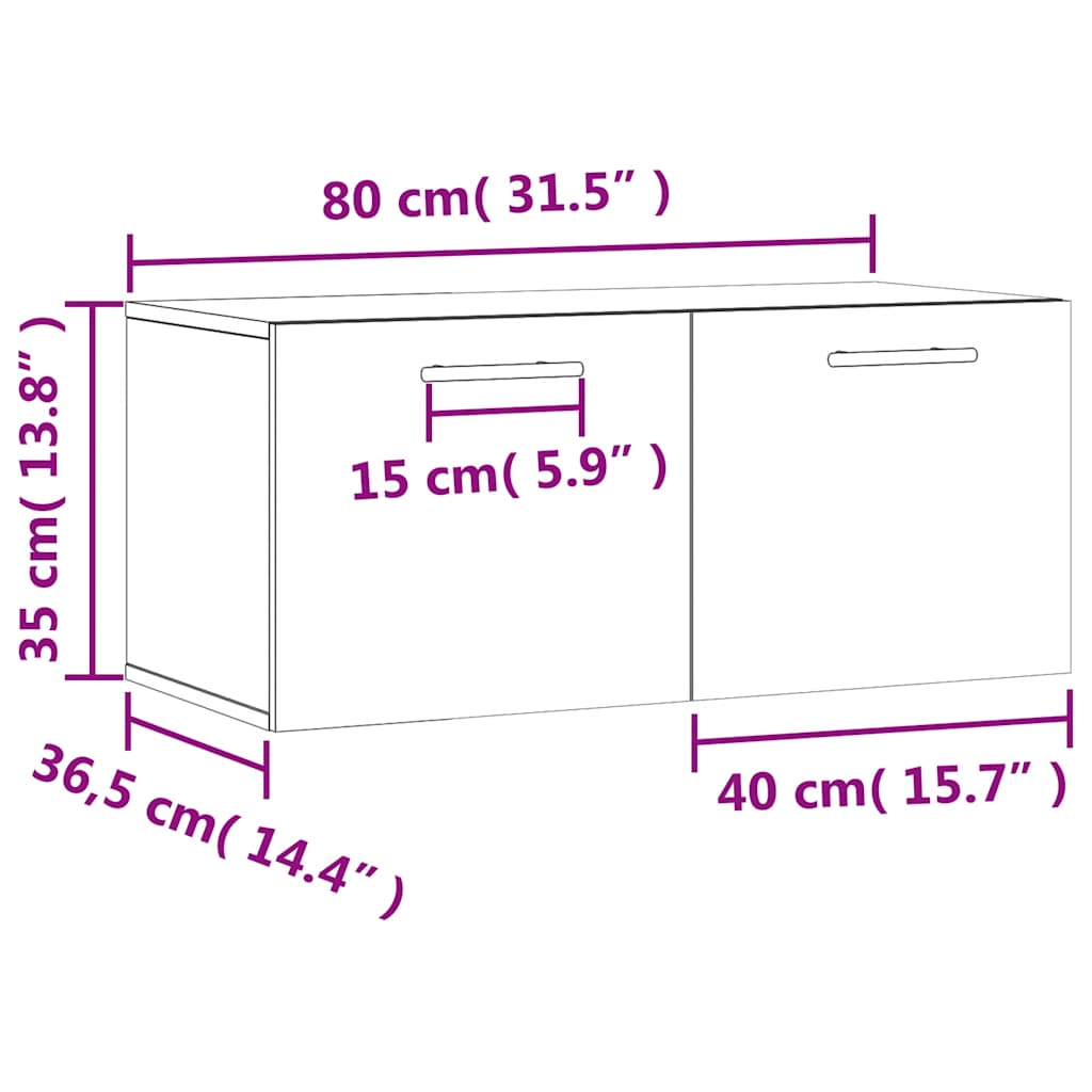 vidaXL Meuble mural chêne Sonoma 80x36,5x35 cm Aggloméré