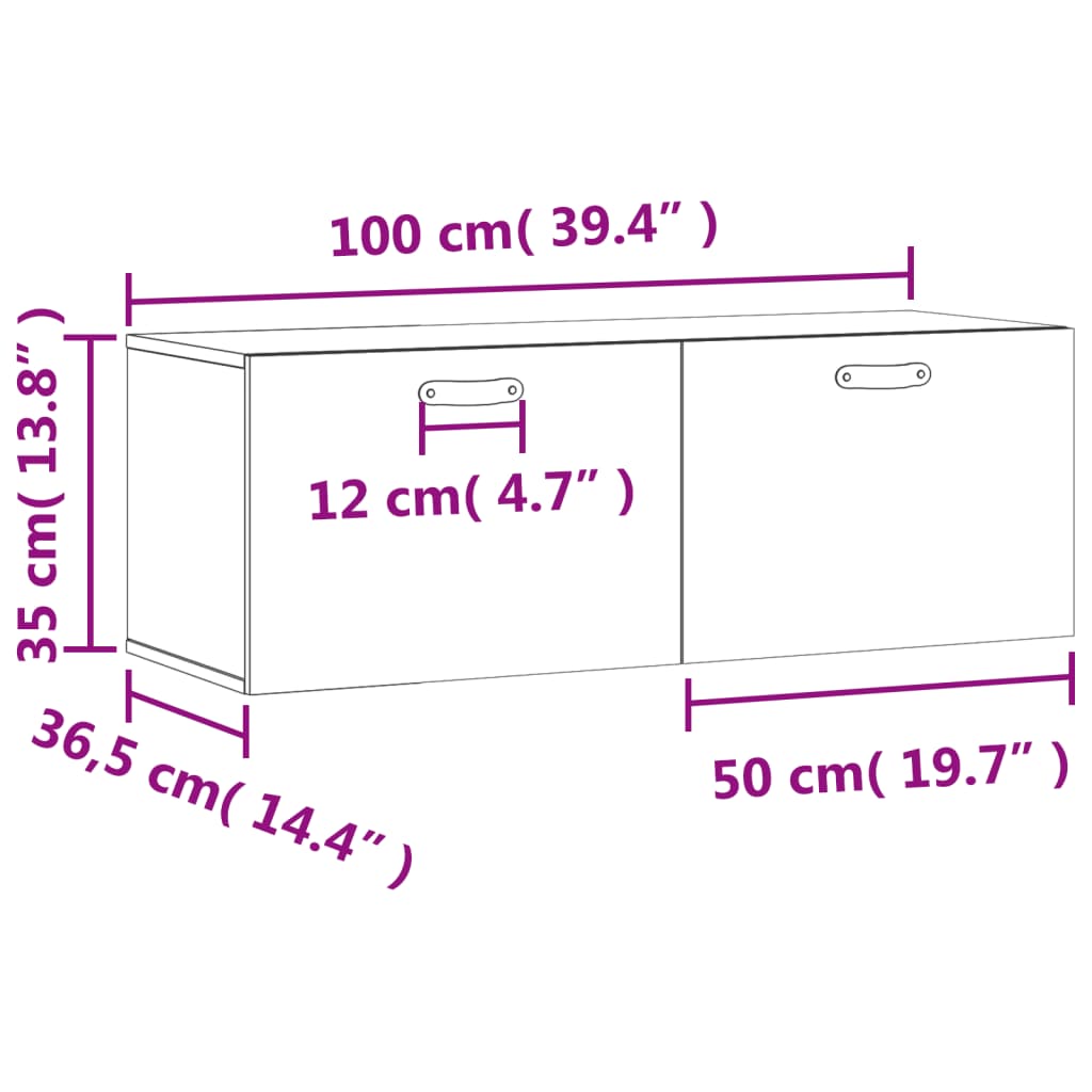 vidaXL Armoire murale gris béton 100x36,5x35 cm Aggloméré