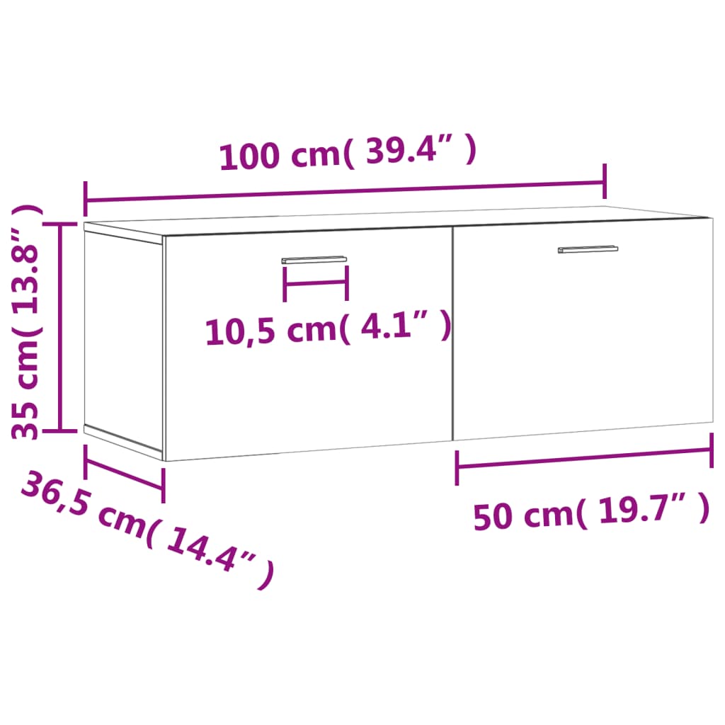 vidaXL Armoire murale gris Sonoma 100x36,5x35 cm Aggloméré