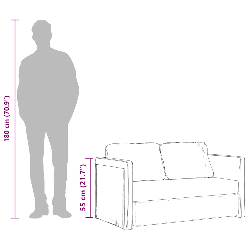 vidaXL Bodensofa mit Schlaffunktion Weinrot 122x204x55 cm Samt