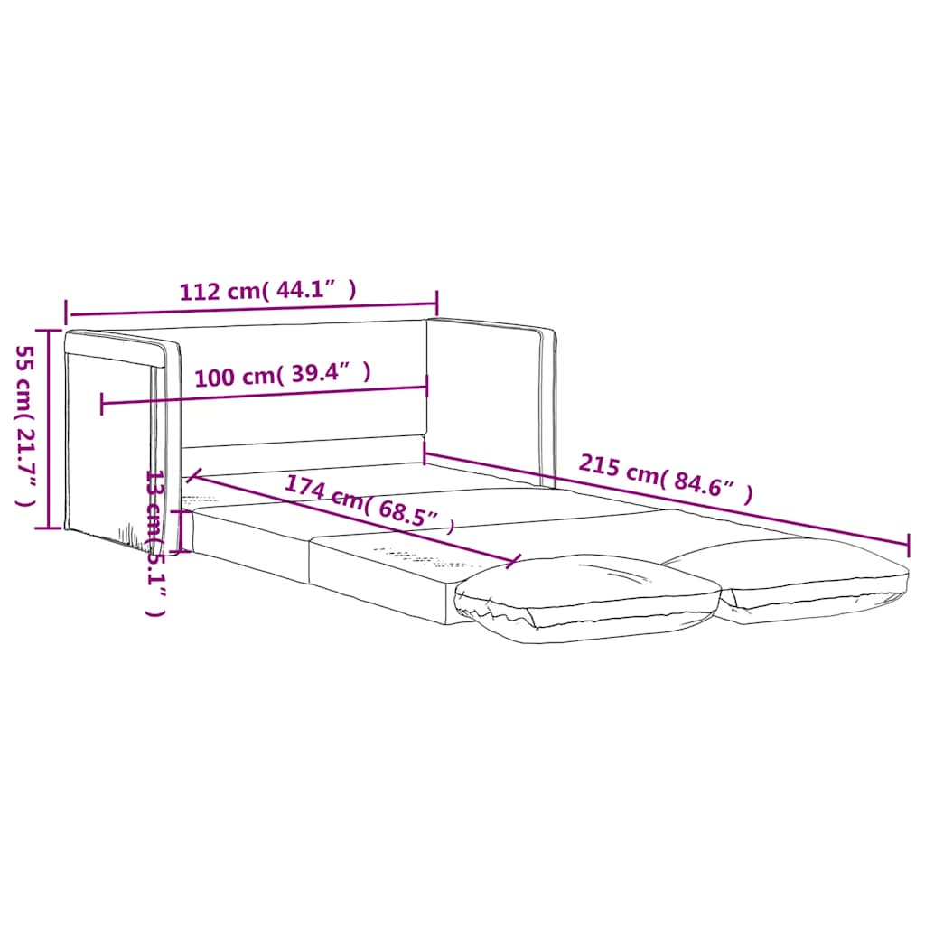 vidaXL Canapé de sol convertible Cappuccino-Marron Similicuir