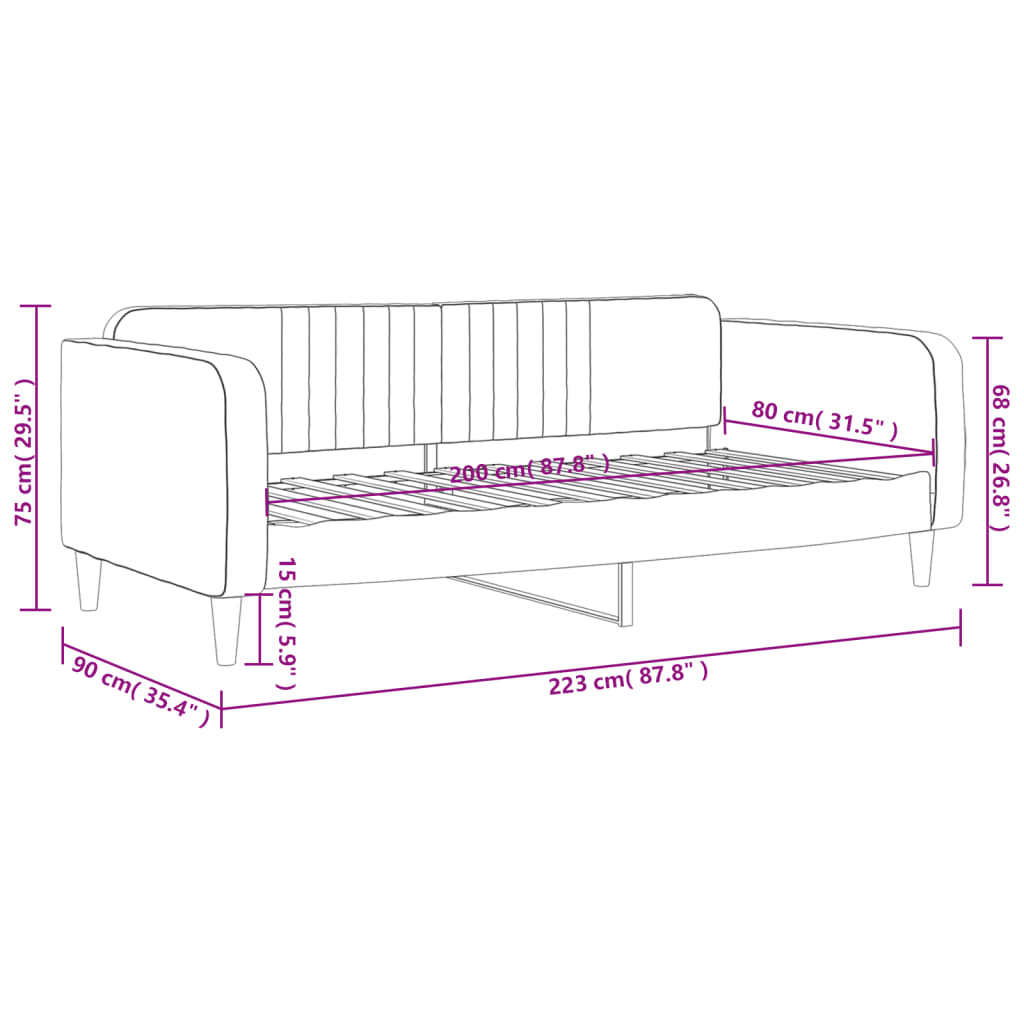 vidaXL Tagesbett Dunkelgrau 80x200 cm Samt