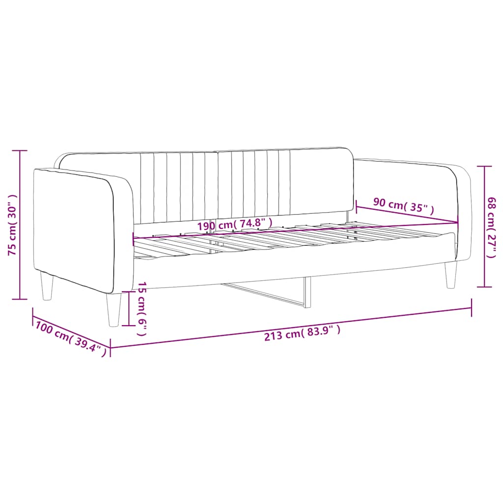 vidaXL Tagesbett Dunkelgrau 90x190 cm Samt