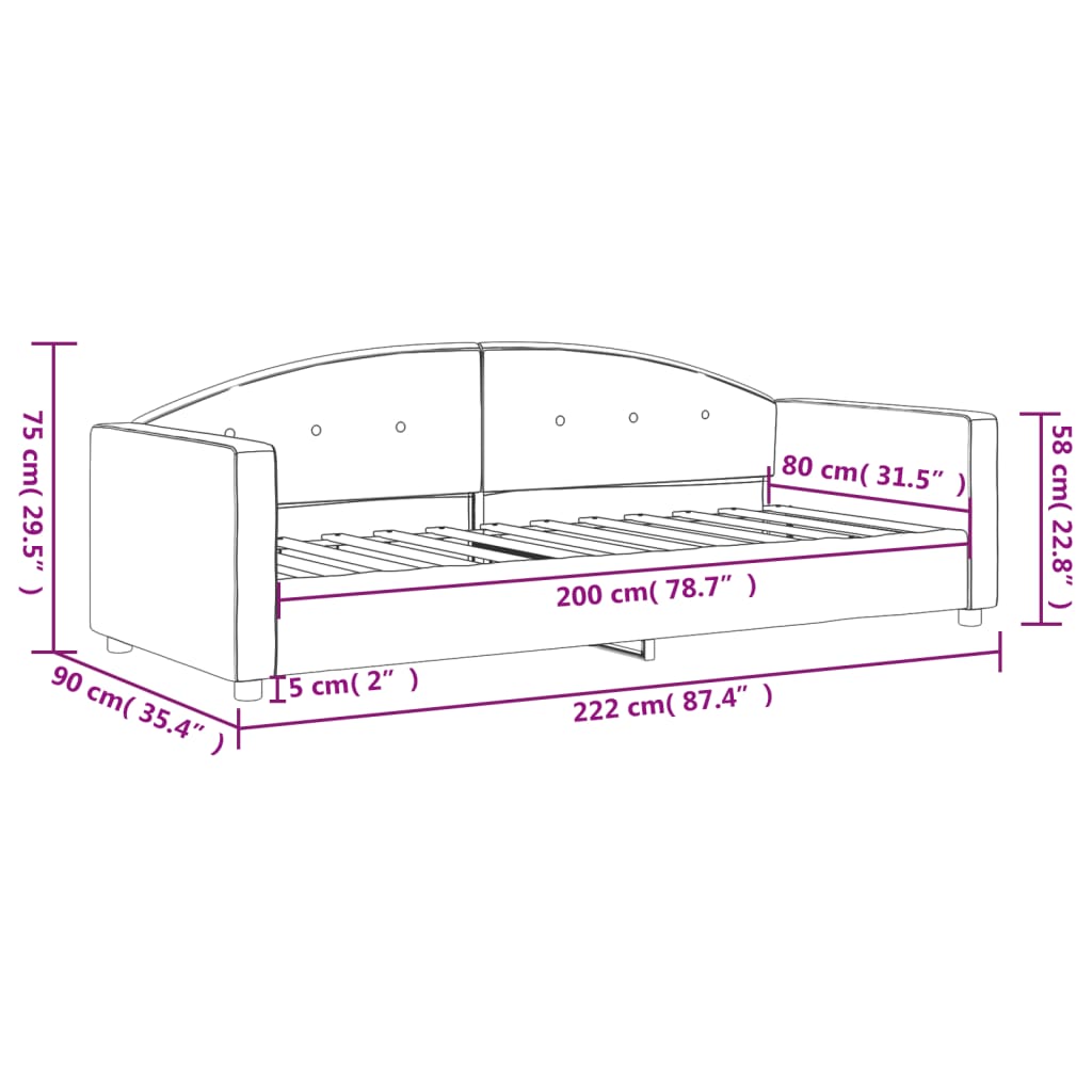 vidaXL Lit de jour gris foncé 80x200 cm velours