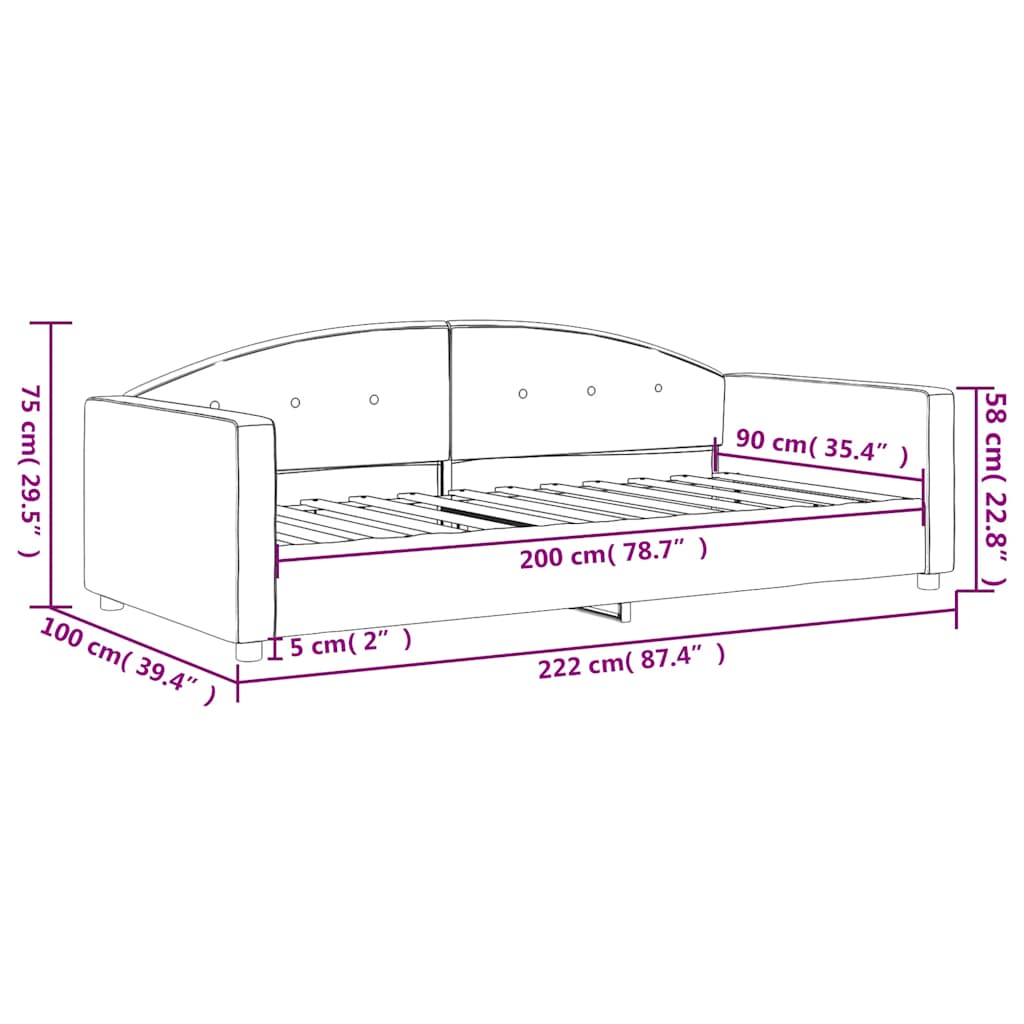 Tagesbett Gelb 90x200 cm Samt