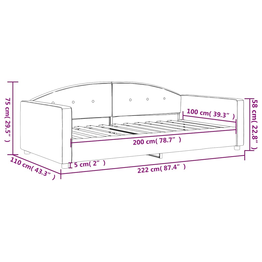Tagesbett Blau 100x200 cm Samt