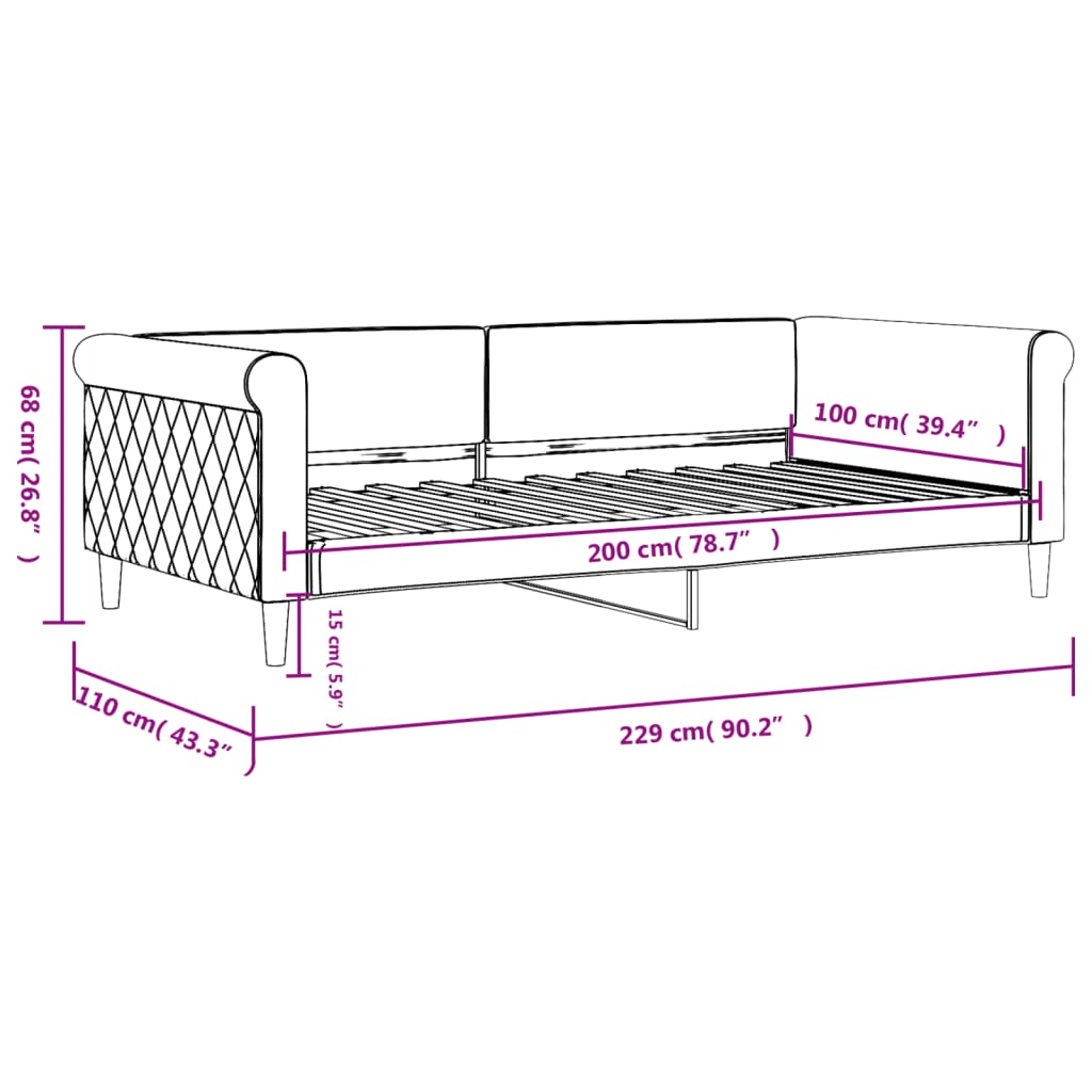 vidaXL Tagesbett Dunkelgrau 100x200 cm Samt