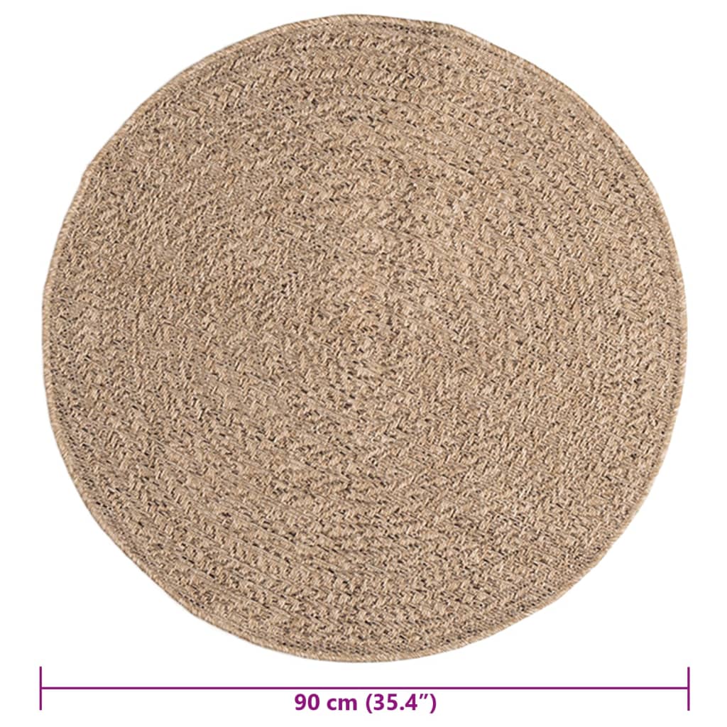 vidaXL Teppich 90 cm Jute-Optik Innen und Außen