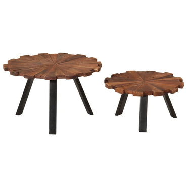 vidaXL Tables basses 2 pcs Bois de récupération massif et fer
