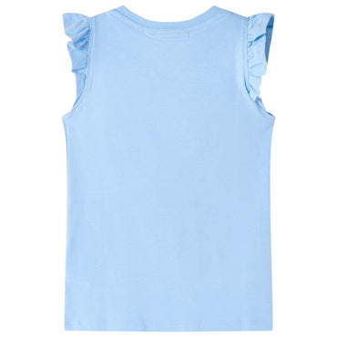 Kinder-T-Shirt mit Rüschenärmeln Hellblau 140