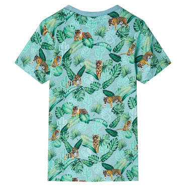 Kinder-T-Shirt Hellgrün Melange 128